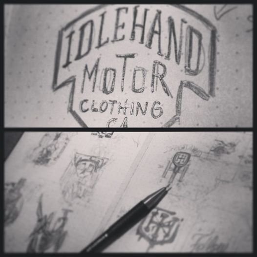 Early hand-lettered logotype study in the sketchbook