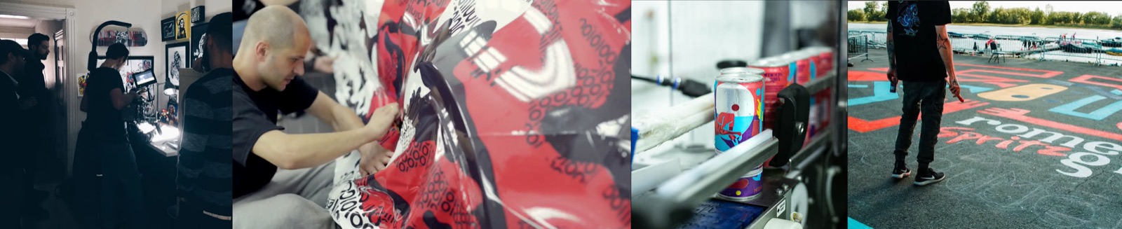 Build — production across mediums: studio, wrap, can, mural