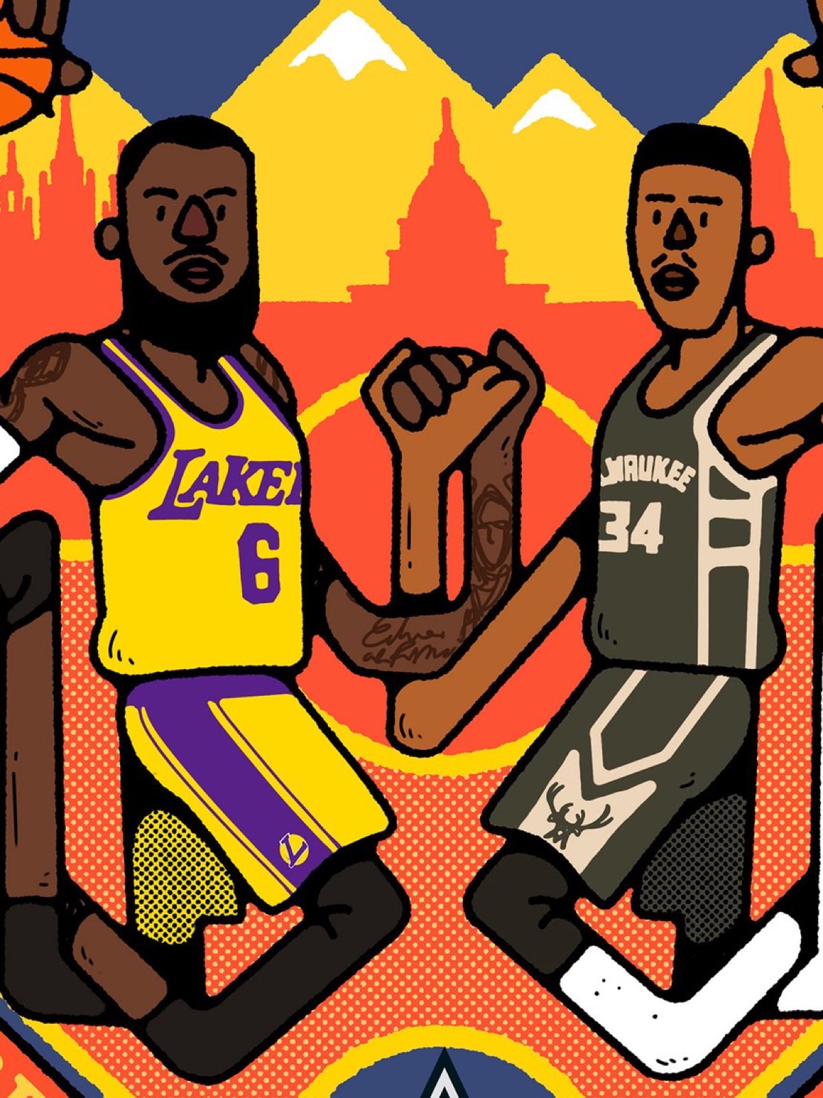 All-Star Game — Team LeBron vs Team Giannis, print detail