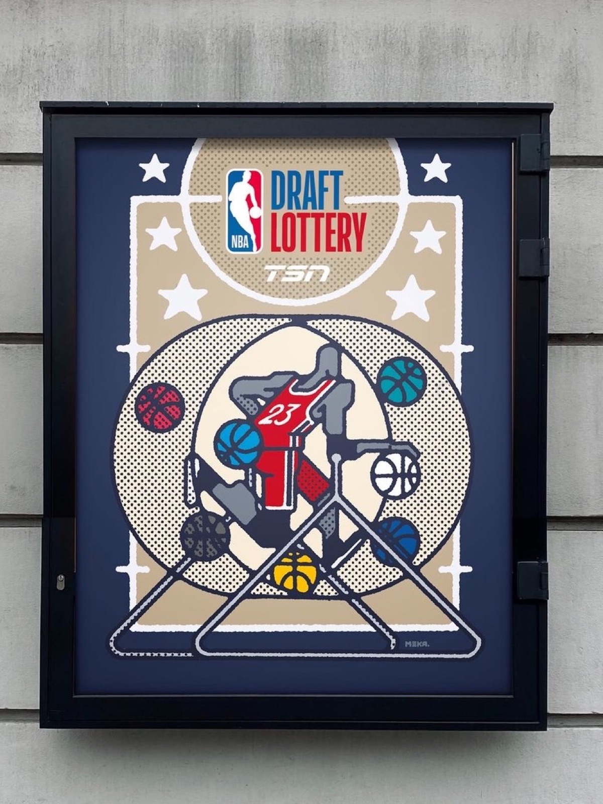 Draft Lottery poster framed on the wall