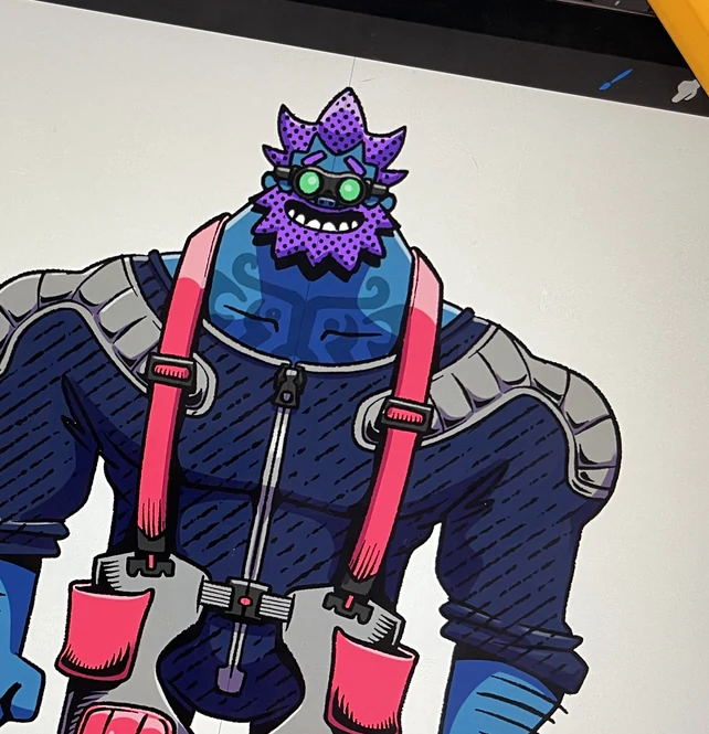 Armour and gear detail, flat colour pass